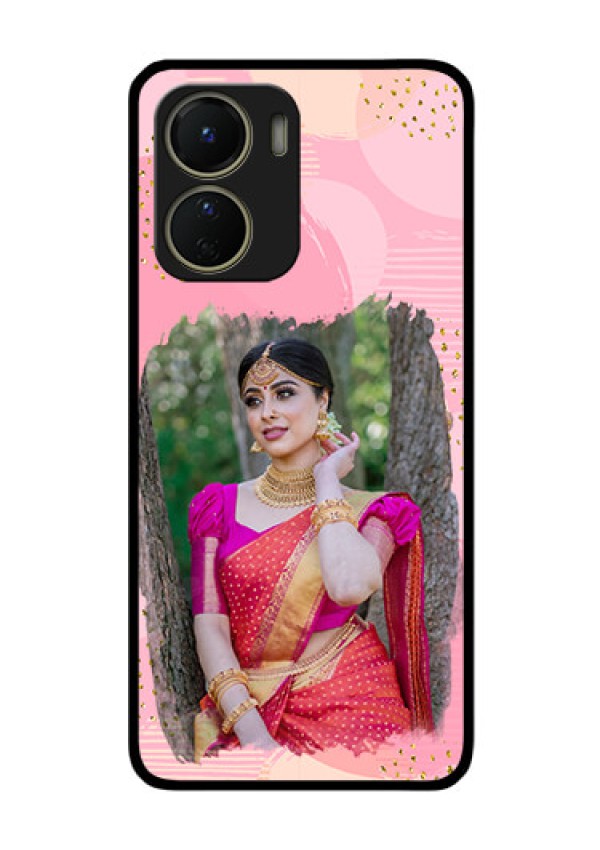 Vivo Y16 Personalized Glass Phone Case - Gold Glitter Splash Design