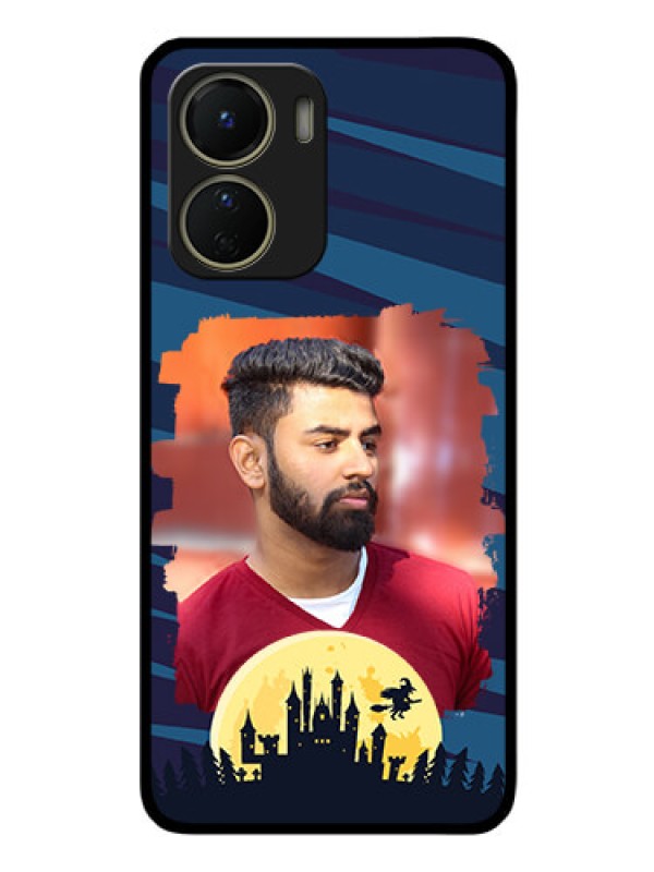 Custom Vivo Y16 Photo Printing on Glass Case - Halloween Witch Design