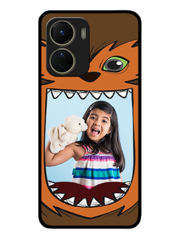 Custom Vivo Y16 Photo Printing on Glass Case - Owl Monster Back Case Design