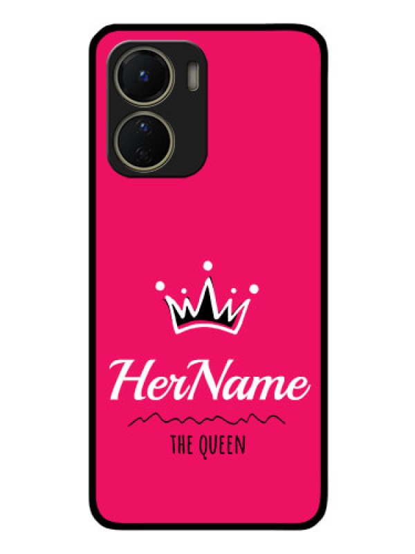 Custom Vivo Y16 Glass Phone Case Queen with Name