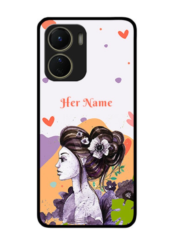 Vivo Y16 Personalized Glass Phone Case - Woman And Nature Design