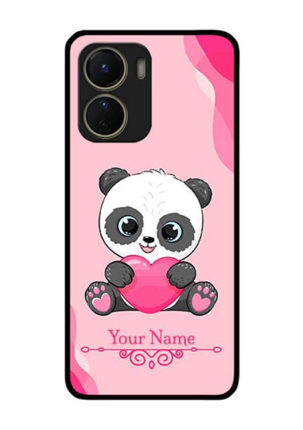Vivo Y16 Custom Glass Mobile Case - Cute Panda Design