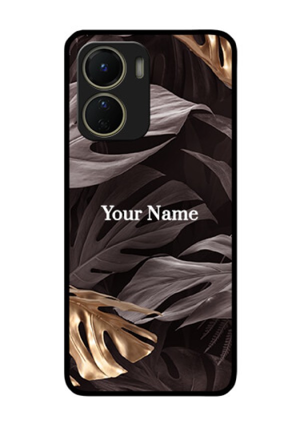 Vivo Y16 Personalised Glass Phone Case - Wild Leaves digital paint Design