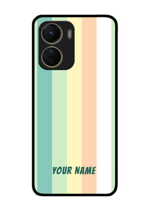 Vivo Y16 Photo Printing on Glass Case - Multi-colour Stripes Design