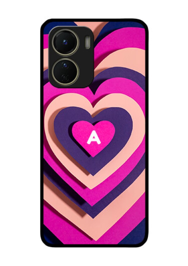 Vivo Y16 Custom Glass Mobile Case - Cute Heart Pattern Design