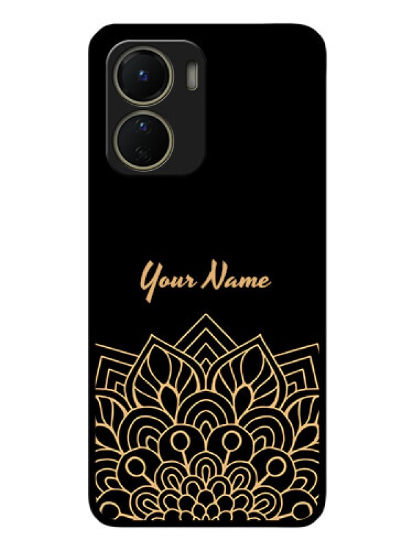 Custom Vivo Y16 Custom Glass Phone Case - Golden mandala Design