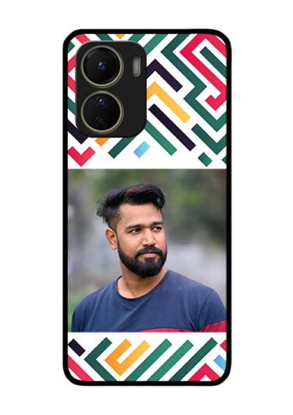 Vivo Y16 Personalized Glass Phone Case - Colorful Maze Pattern Design