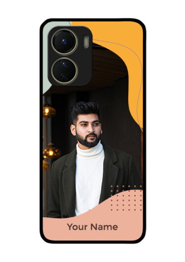 Vivo Y16 Personalized Glass Phone Case - Tri-coloured overlay design