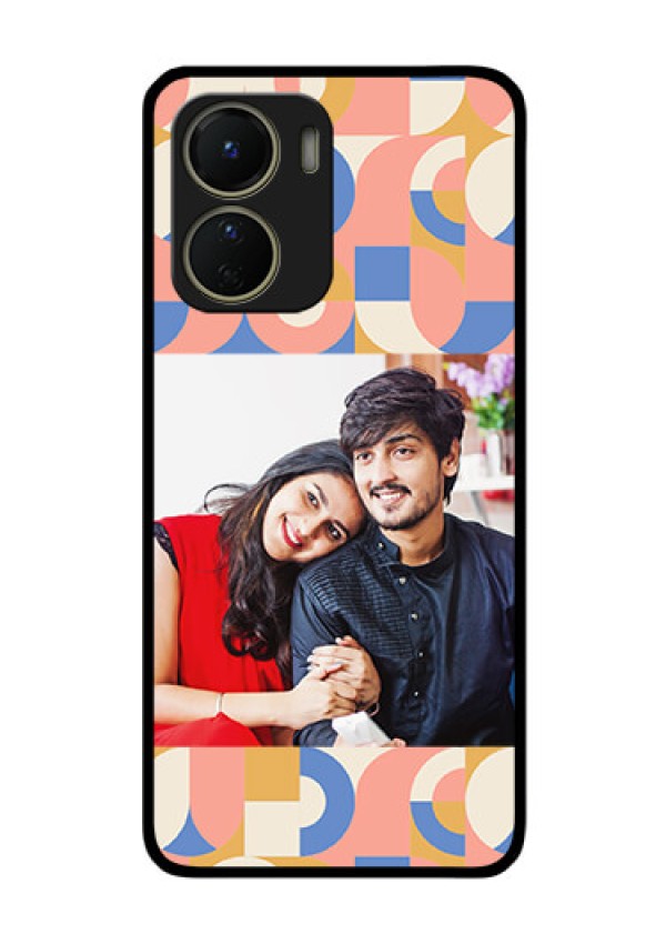 Vivo Y16 Photo Printing on Glass Case - Semi-circle Maze Pattern Design