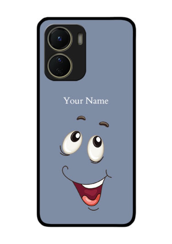 Vivo Y16 Photo Printing on Glass Case - Laughing Cartoon Face Design