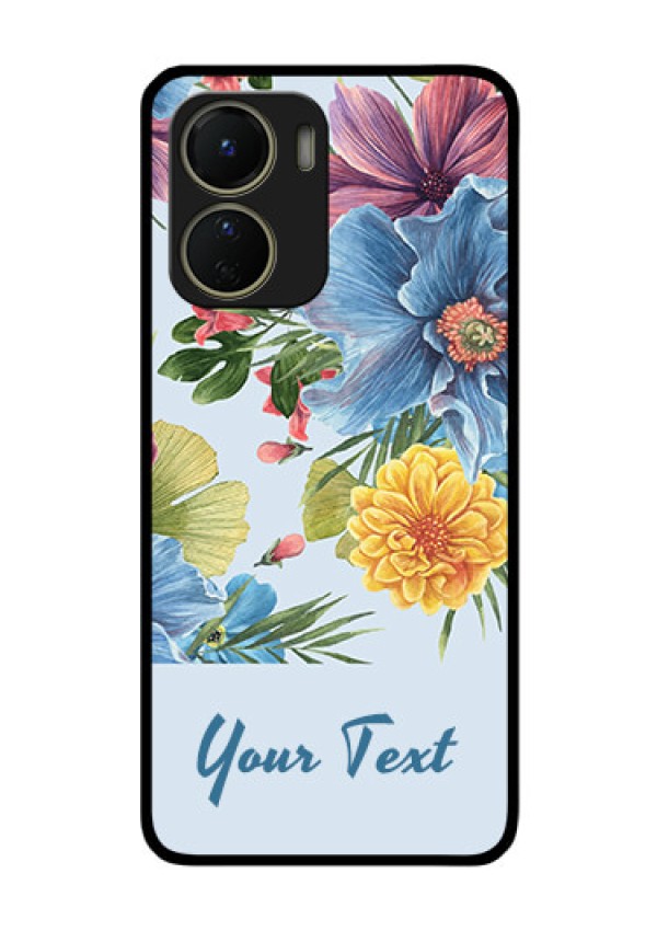 Vivo Y16 Custom Glass Mobile Case - Stunning Watercolored Flowers Painting Design