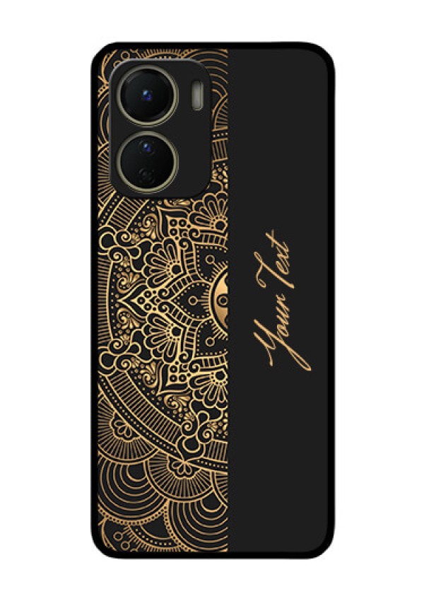 Vivo Y16 Photo Printing on Glass Case - Mandala art with custom text Design