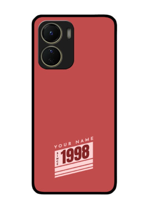 Vivo Y16 Custom Glass Phone Case - Red custom year of birth Design