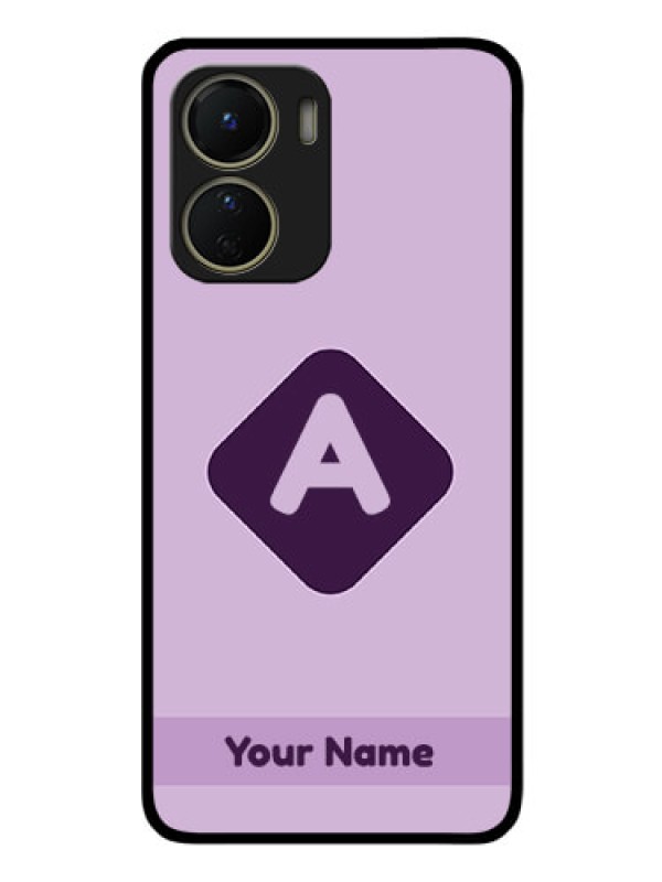 Custom Vivo Y16 Custom Glass Mobile Case - Custom Letter in curved badge Design
