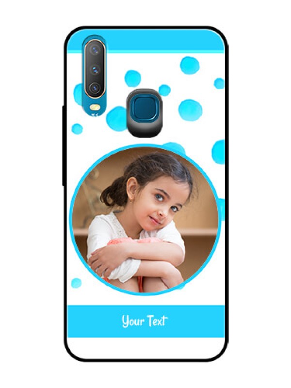 Custom Vivo Y17 Photo Printing on Glass Case  - Blue Bubbles Pattern Design