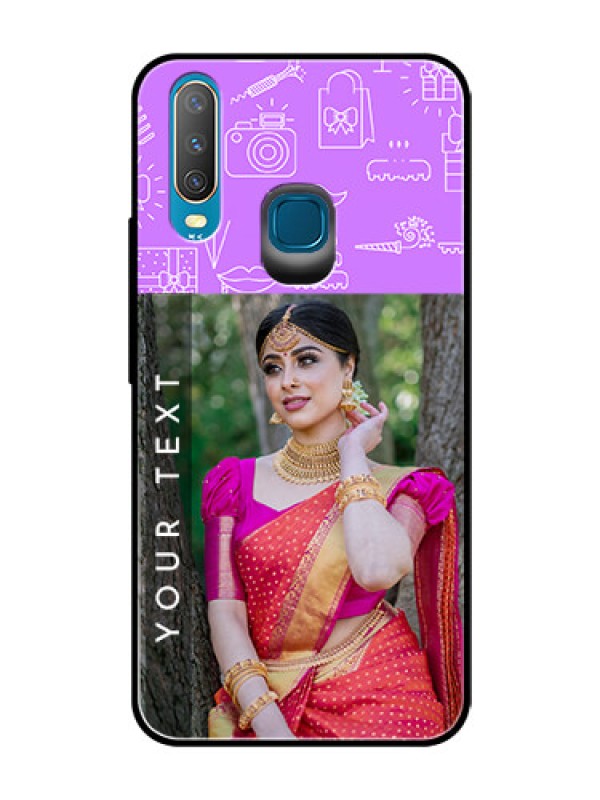 Custom Vivo Y17 Custom Glass Mobile Case  - Birthday Icons Design