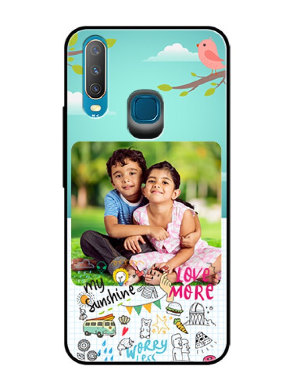 Custom Vivo Y17 Photo Printing on Glass Case  - Doodle love Design