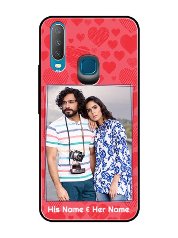 Custom Vivo Y17 Photo Printing on Glass Case  - with Red Heart Symbols Design