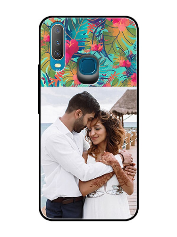 Custom Vivo Y17 Photo Printing on Glass Case  - Watercolor Floral Design