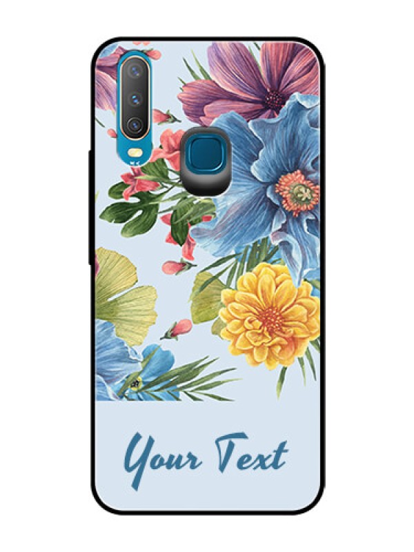 Custom Vivo Y17 Custom Glass Mobile Case - Stunning Watercolored Flowers Painting Design