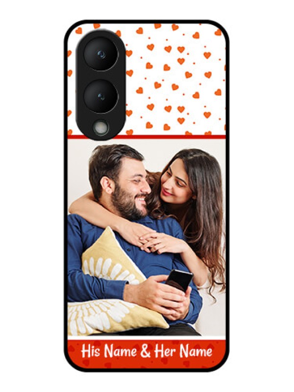 Custom Vivo Y17s Custom Glass Phone Case - Orange Love Symbol Design