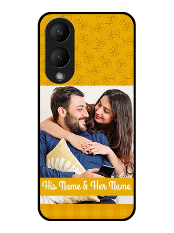 Custom Vivo Y17s Custom Glass Phone Case - Yellow Floral Design