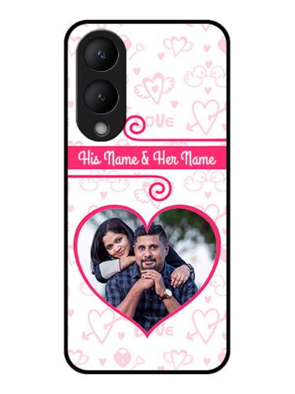 Custom Vivo Y17s Custom Glass Phone Case - Heart Shape Love Design