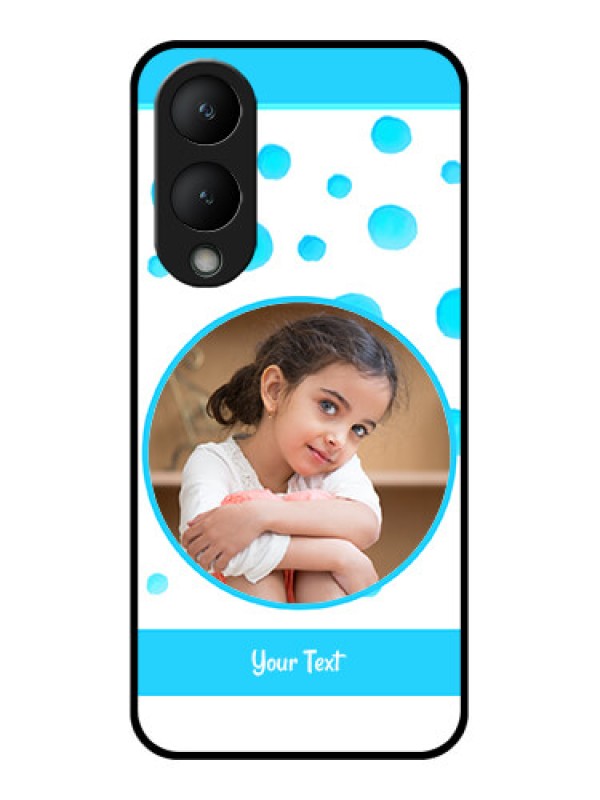 Custom Vivo Y17s Custom Glass Phone Case - Blue Bubbles Pattern Design