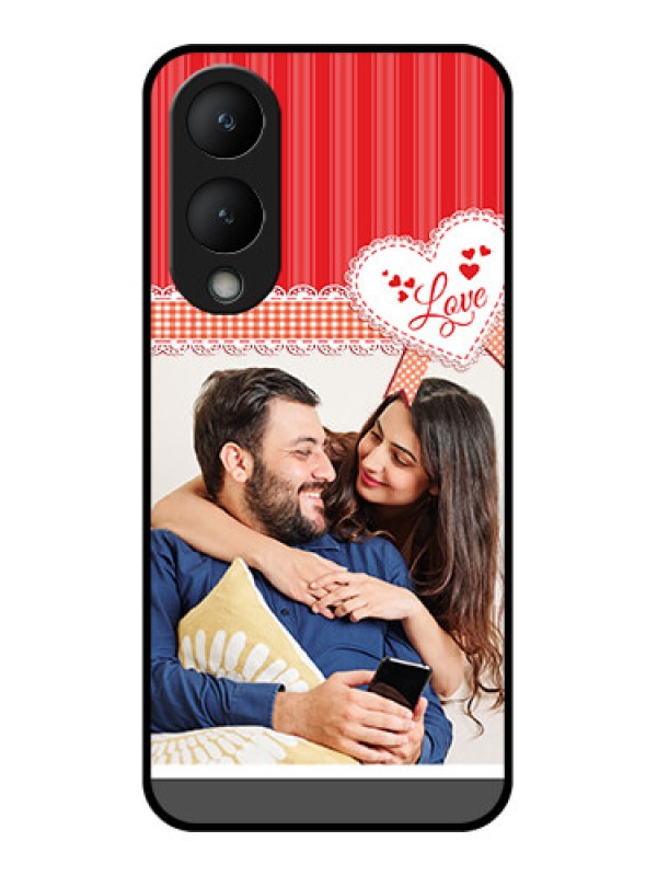 Custom Vivo Y17s Custom Glass Phone Case - Red Love Pattern Design