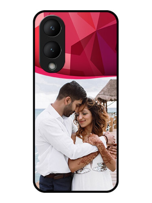 Custom Vivo Y17s Custom Glass Phone Case - Red Abstract Design