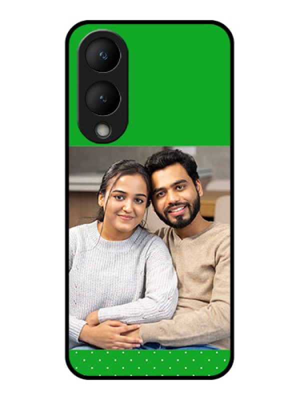 Custom Vivo Y17s Custom Glass Phone Case - Green Pattern Design
