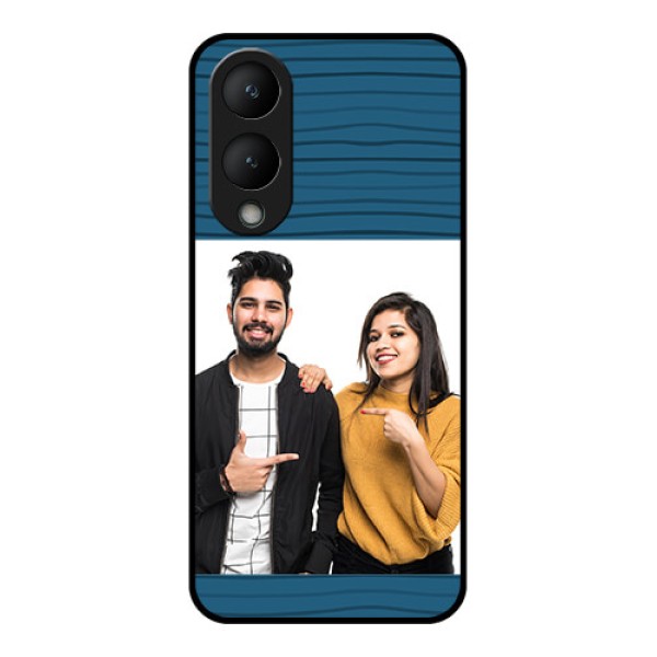 Vivo Y17s Custom Glass Phone Case - Blue Pattern Cover Design