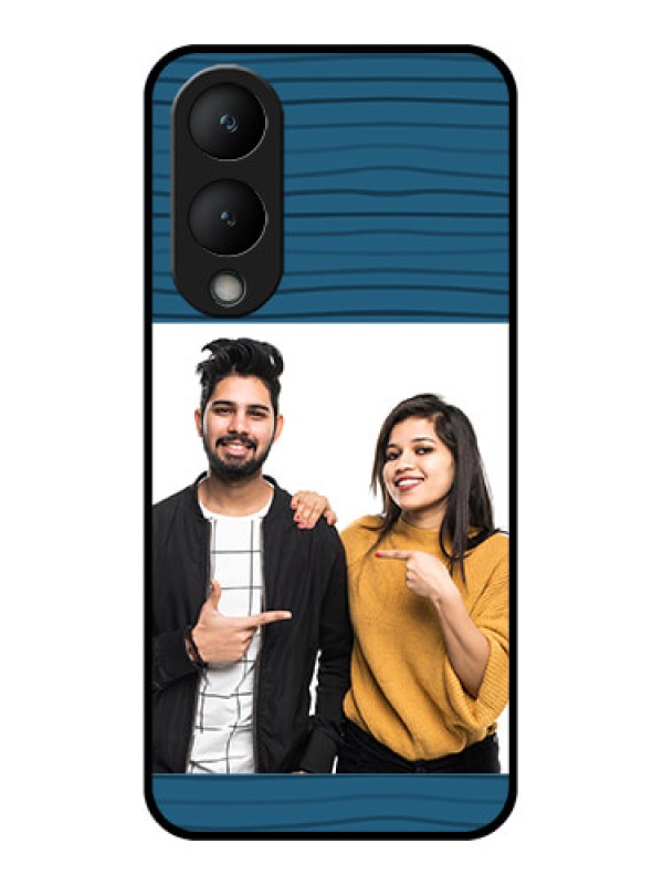 Custom Vivo Y17s Custom Glass Phone Case - Blue Pattern Cover Design
