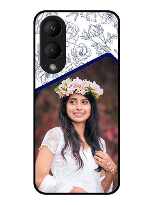 Custom Vivo Y17s Custom Glass Phone Case - Classy Floral Design