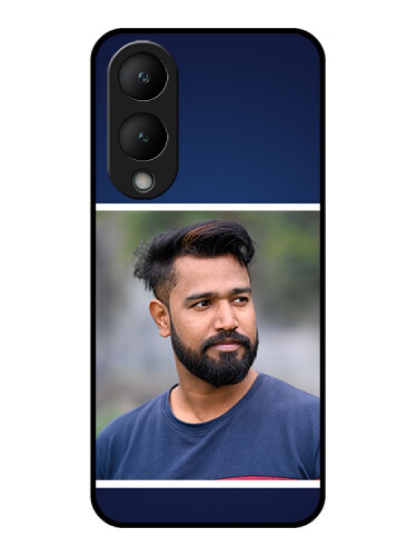 Custom Vivo Y17s Custom Glass Phone Case - Simple Royal Blue Design