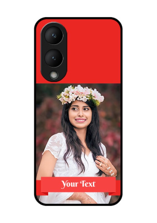 Vivo Y17s Custom Glass Phone Case - Simple Red Color Design