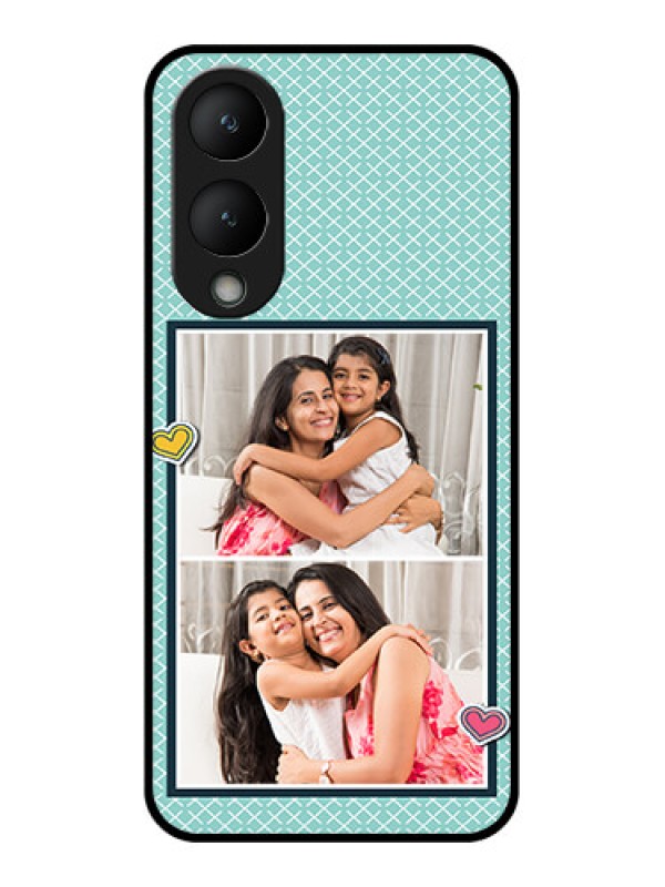 Custom Vivo Y17s Custom Glass Phone Case - 2 Image Holder With Pattern Design