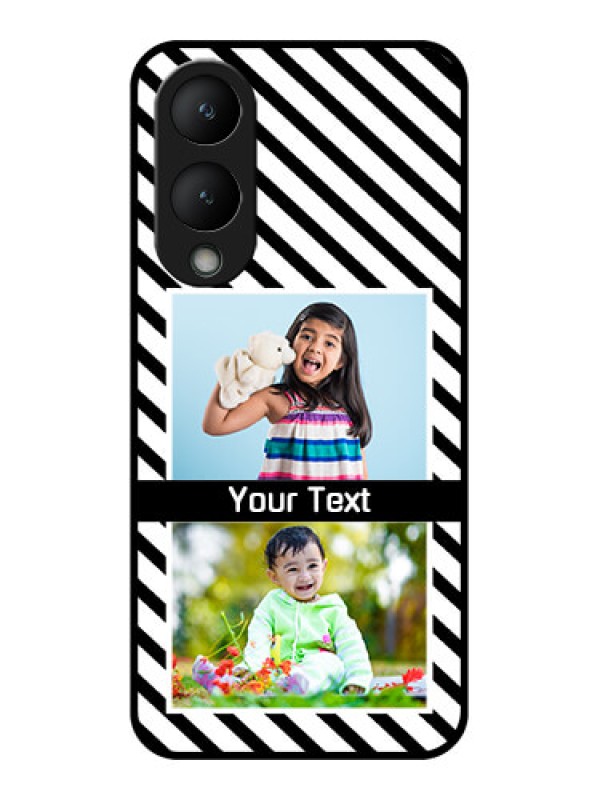 Custom Vivo Y17s Custom Glass Phone Case - Black And White Stripes Design