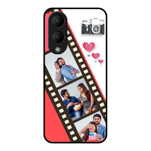 Vivo Y17s Custom Glass Phone Case - 3 Image Holder With Film Reel Vivo Y17s Custom Glass Phone Case - 3 Image Holder With Film Reel