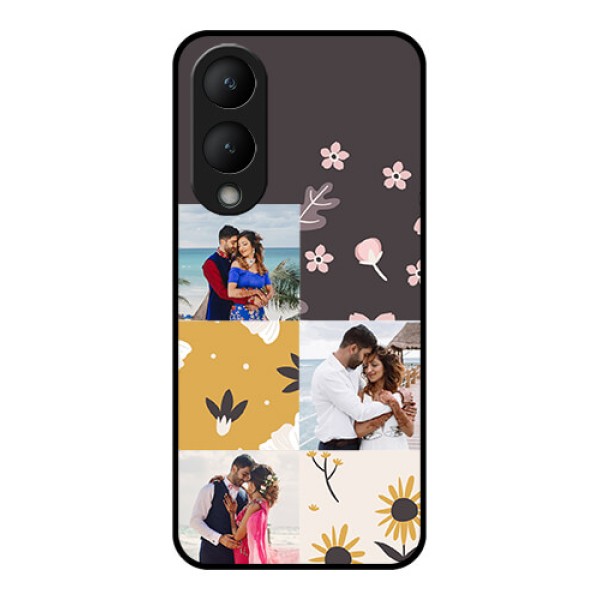 Vivo Y17s Custom Glass Phone Case - 3 Images With Floral Design Vivo Y17s Custom Glass Phone Case - 3 Images With Floral Design