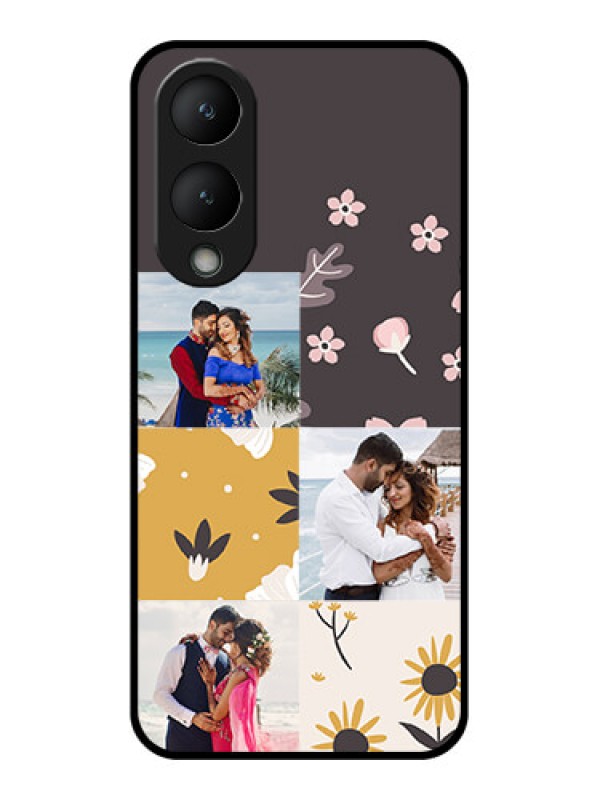 Custom Vivo Y17s Custom Glass Phone Case - 3 Images With Floral Design