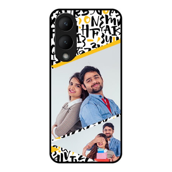 Vivo Y17s Custom Glass Phone Case - Letters Pattern Design