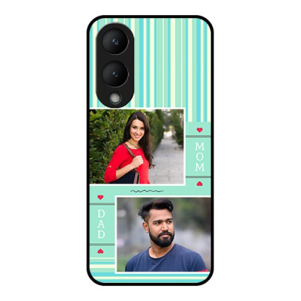 Vivo Y17s Custom Glass Phone Case - Mom & Dad Pic Design