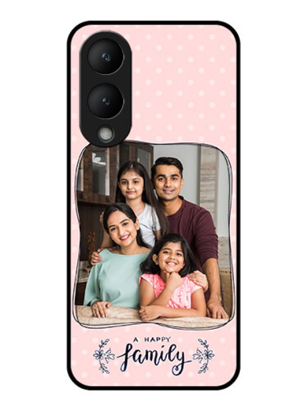 Custom Vivo Y17s Custom Glass Phone Case - Family With Dots Design