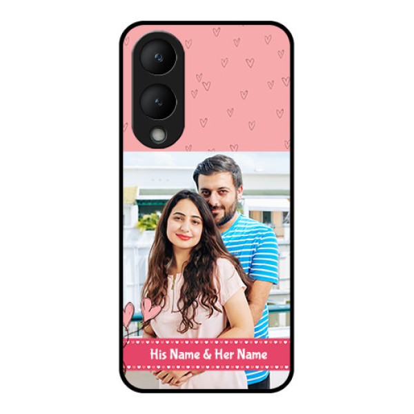 Vivo Y17s Custom Glass Phone Case - Love Design Peach Color