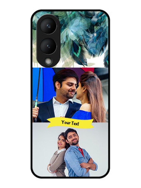 Custom Vivo Y17s Custom Glass Phone Case - Image With Boho Peacock Feather Design