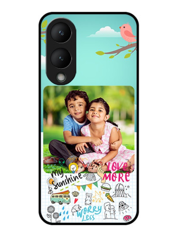 Custom Vivo Y17s Custom Glass Phone Case - Doodle Love Design