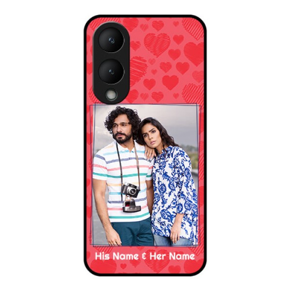 Vivo Y17s Custom Glass Phone Case - With Red Heart Symbols Design Vivo Y17s Custom Glass Phone Case - With Red Heart Symbols Design
