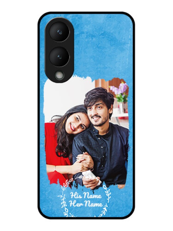 Custom Vivo Y17S Custom Glass Phone Case - Blue Color Vintage Design