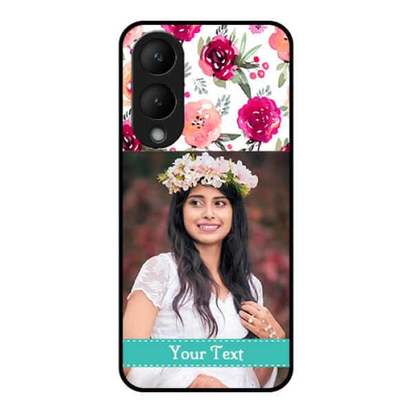 Vivo Y17s Custom Glass Phone Case - Water Colors Floral Design